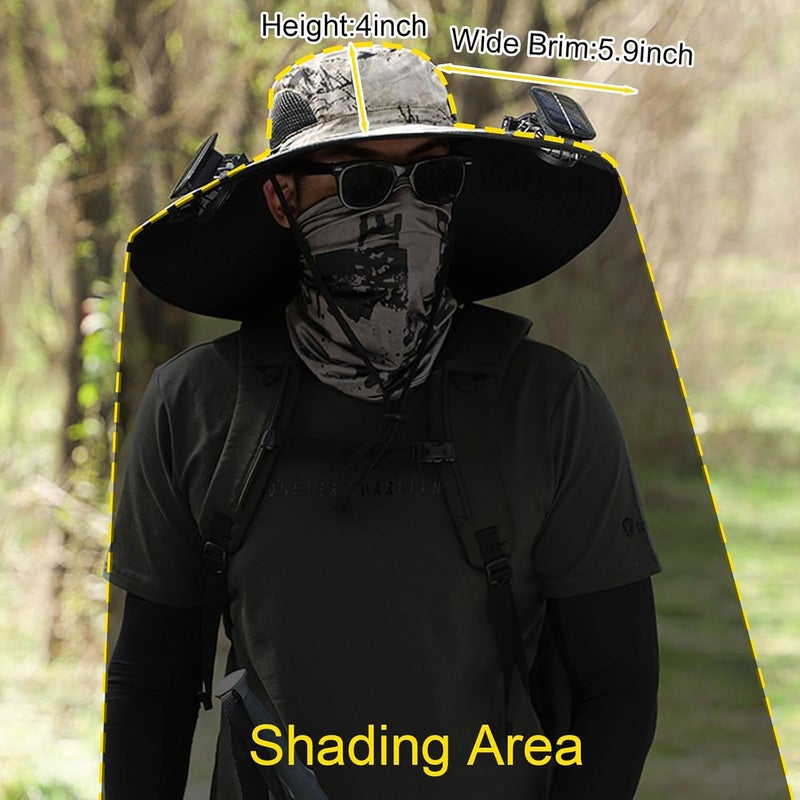 Leotruny Sun Hat with Solar Fan: Keed Cooling Fan Built in for Outdoor Men - Solar Powered & USB Charging for Fishing Summer - Image 3